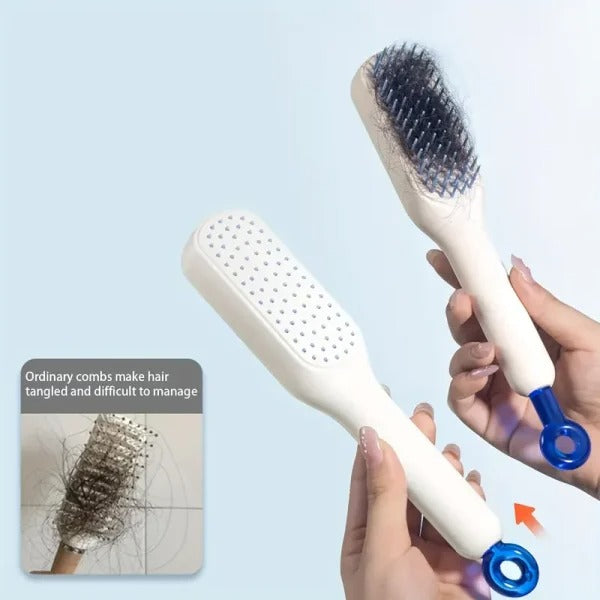 Self Cleaning Magic Hair Brush, One-click Cleaning Telescopic Hair Comb